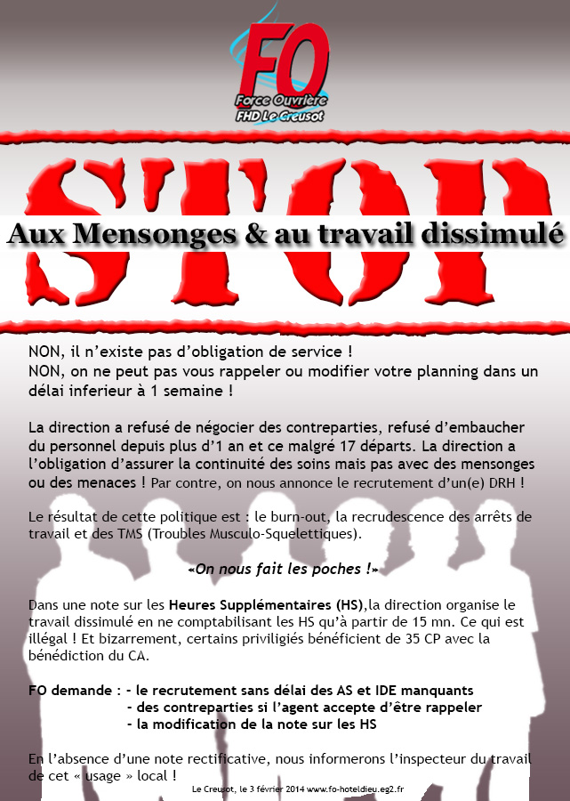 stop aux mensonges à l'hotel dieu le creusot