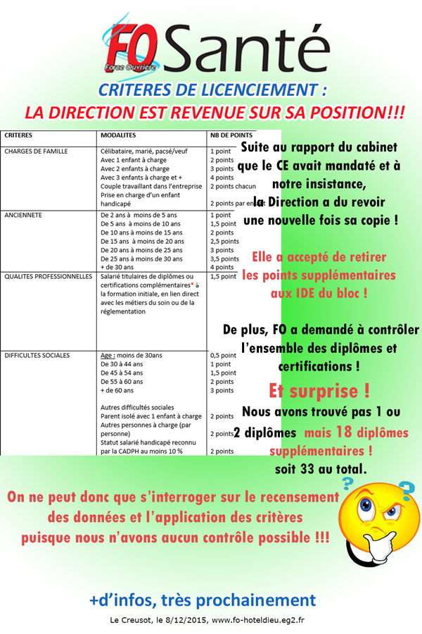 criteres de licenciement